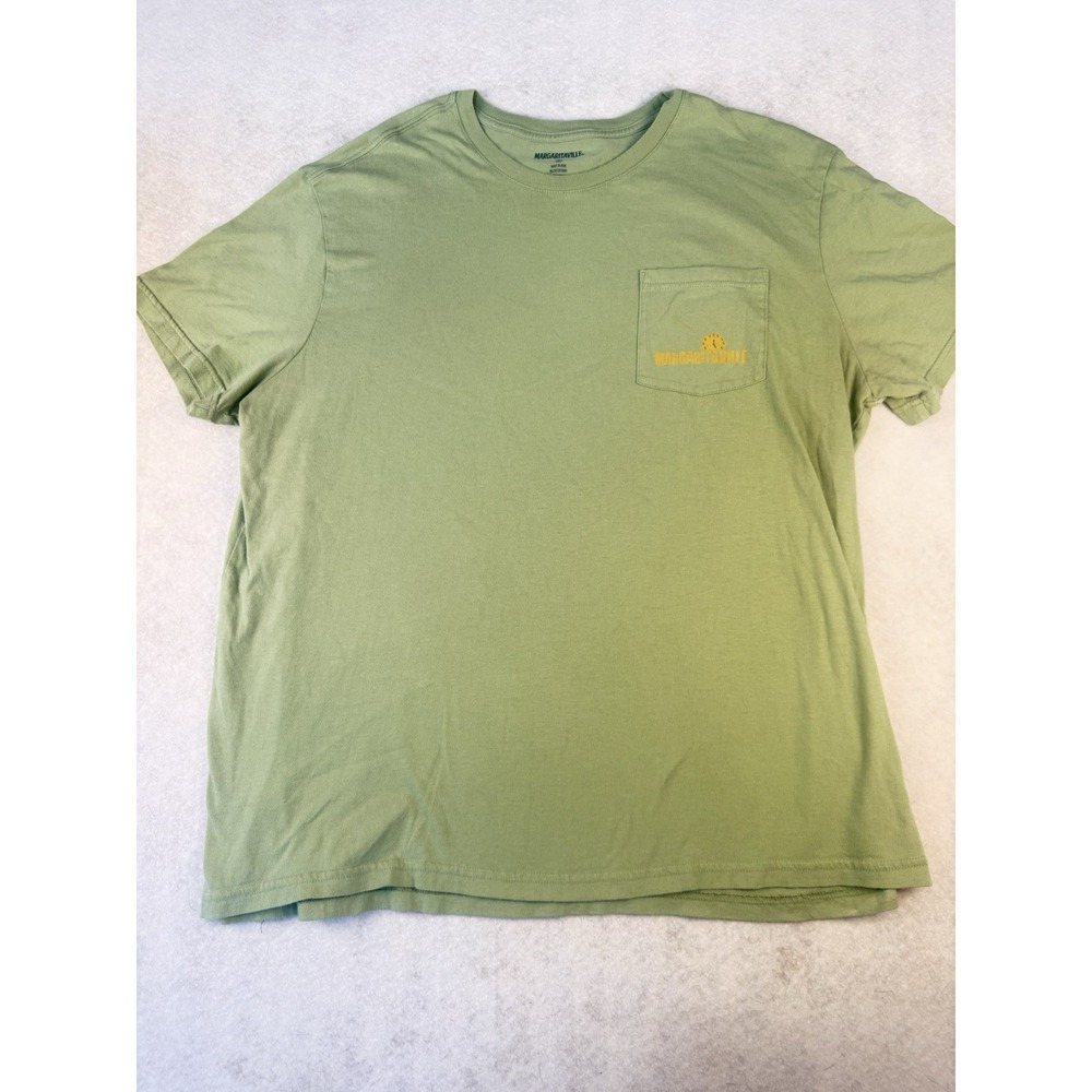 Margaritaville Shirt Mens XL Green It's 5 O'Clock Somewhere Graphic Pocket Tee
